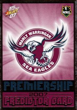 2007 Select NRL Invincible - Premiership Predictors #P06 Manly Sea Eagles Front